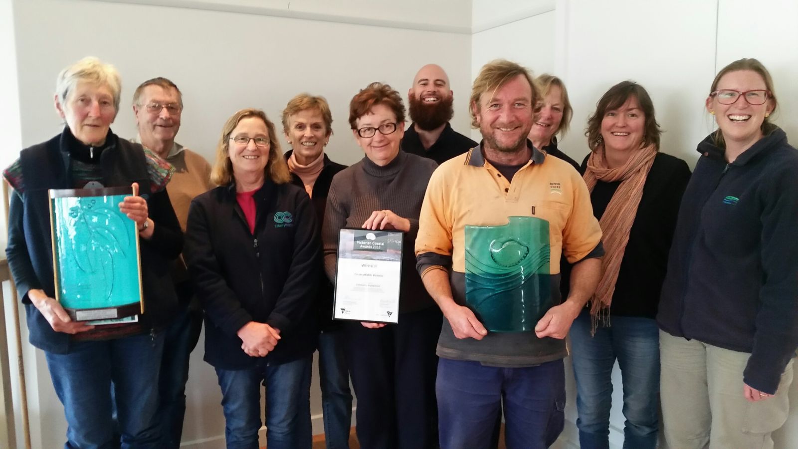 Curdies River and Gellibrand River EstuaryWatchers celebrate winning the award.