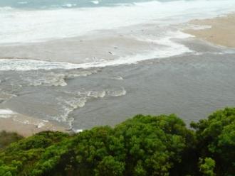River Mouth, Photo 1: Floodwaters meeting ocean swell 