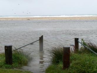 Fishing platform during flood