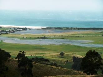 The surge of seawater into the estuary inundated farmland over 1km inland.