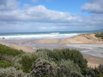 Large swells enter estuary mouth
