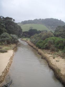 upstream of bridge skenes creek showing new sandy beach ! not been seen before for long time more than twenty years