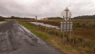 Ocean and freshwater flooding: Flooding beside Mouth of Powlett Road
